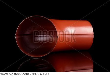 Bend Element For Rain Water Spout For Industrial Constructions Isolated On The Black Background