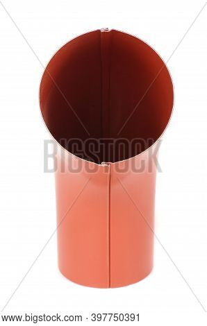 Bend Element For Rain Water Spout For Industrial Constructions Isolated On The White Background