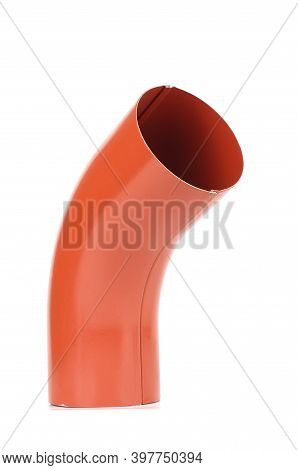 Bend Element For Rain Water Spout For Industrial Constructions Isolated On The White Background