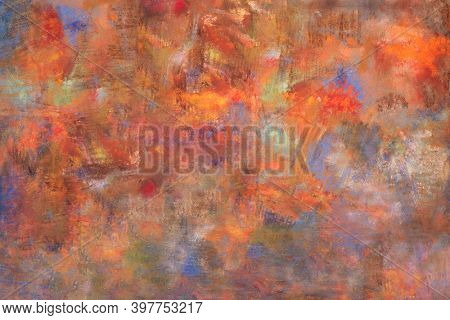Grungy painting on a textured wall