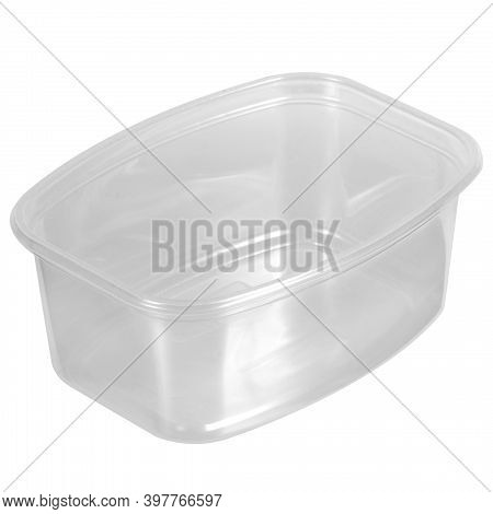 Reusable Plastic Transparent Box For Takeaway Food, Picnic, Salad For Shop Isolated On White
