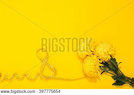 International Women's Day 8 March. World Mother's Day 8 May. Three Lush Chrysanthemums And A Centime