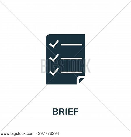 Brief Icon. Simple Illustration From Creative Package Collection. Creative Brief Icon For Web Design