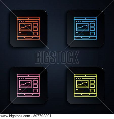 Color Neon Line Trading Courses Icon Isolated On Black Background. Distance Learning Finance Managem