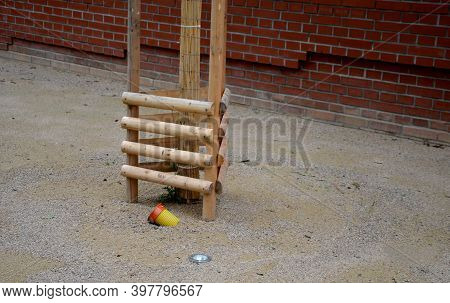 Gray Monolithic Concrete Park Bench Made Of Concrete In The Shape Of Round Stones Anthracite Color P