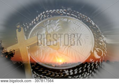 Good Vs Evil With Jesus Christ Arm Wrestling The Devil At Dawn