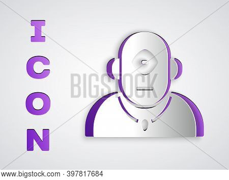 Paper Cut Cyclops Icon Isolated On Grey Background. Paper Art Style. Vector