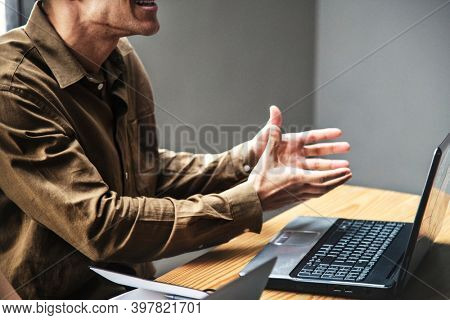 Businessman trying to get his point across