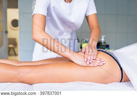 Legs And Buttocks Massage To Reduce Cellulite And Phlebeurysm And Preserve An Healthy Look. Skin And