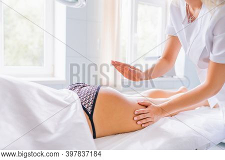 Legs And Buttocks Massage To Reduce Cellulite And Phlebeurysm And Preserve An Healthy Look. Skin And