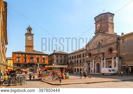 Reggio Emilia, Italy - Circa September 2018. Beautiful Architecture Of Reggio Emilia City Center.