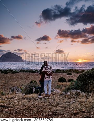 San Vito Lo Capo Sicily, San Vito Lo Capo Beach And Monte Monaco In Background, North-western Sicily