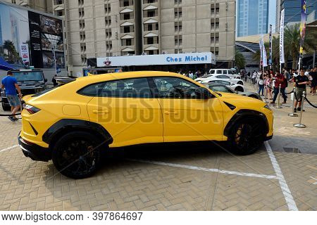 Dubai, Uae - November 16: The Lamborghini Urus Suv Is On Dubai Motor Show 2019 On November 16, 2019