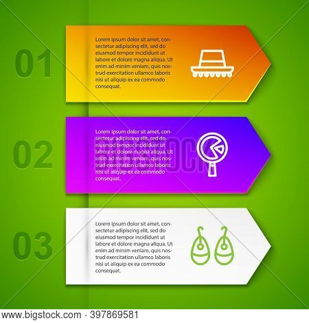 Set Line Spanish Hat, Omelette In Frying, Earrings And Crown Of Spain. Business Infographic Template