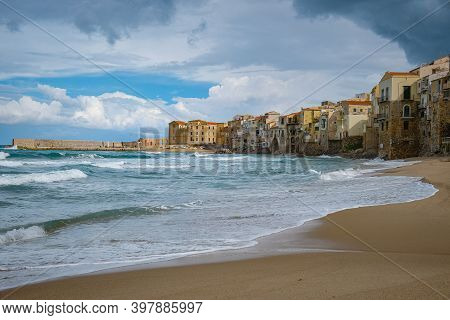 Cefalu, Medieval Village Of Sicily Island, Province Of Palermo, Italy. Europe