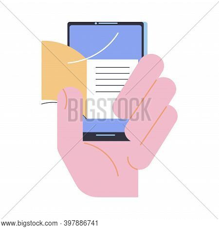 Hand Of Person Reading Electronic Books In Smartphones E-libruary