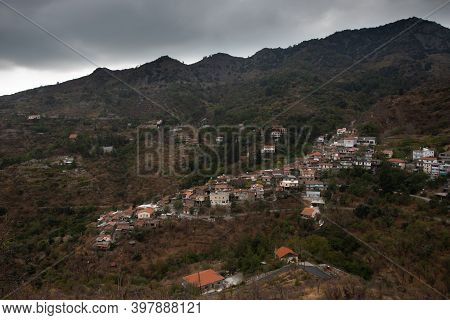 Traditional Mountain Village Of Askas Troodos Mountain In Autumn In Cyprus