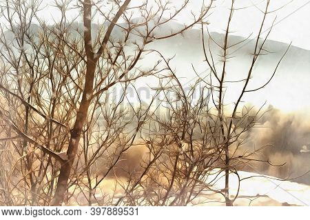Beautiful Sunny Winter Landscape At Caucasus Mountains