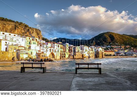 Cefalu, Medieval Village Of Sicily Island, Province Of Palermo, Italy. Europe