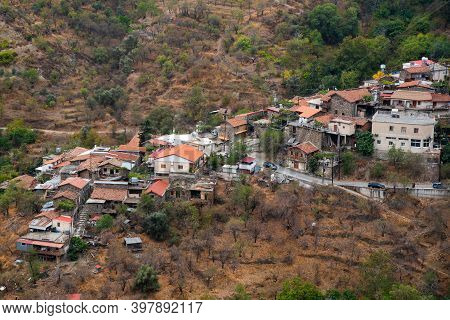 Traditional Mountain Village Of Askas Troodos Mountain In Autumn In Cyprus