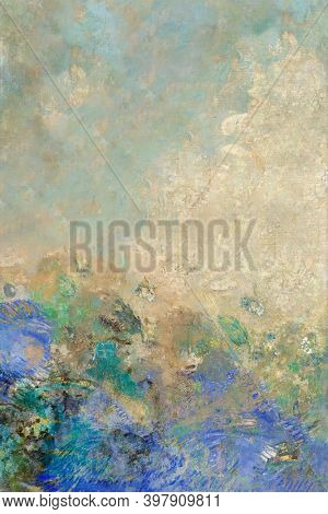 Painted floral wall textured background