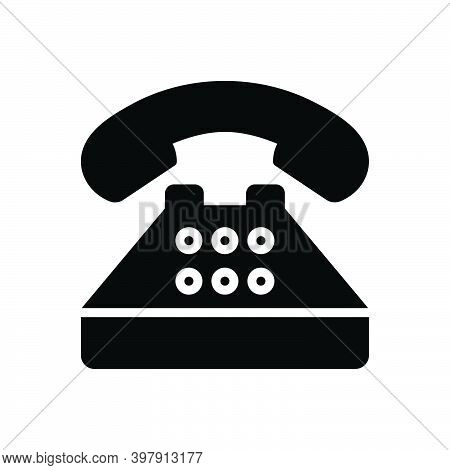 Black Solid Icon For Typical Regular Generally Common Usually Phone Telephone Contact Call Communica