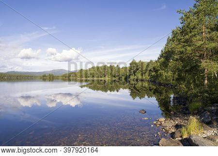 View Over Lake Funasdalssjon Close To The Swedish Village Funasdalen