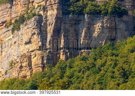 Sheer Rock, Face Like Cliff Called Eagle Shelf, Mezmay, Krasnodar Region, Russia.