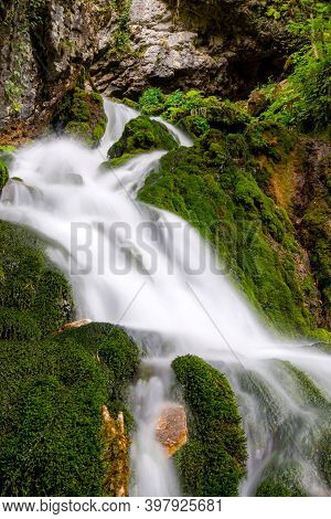 Beautiful Scenic Landscape Of Isichenko Waterfall In Kurdzhips Gorge In Caucasus Mountains By Mezmai