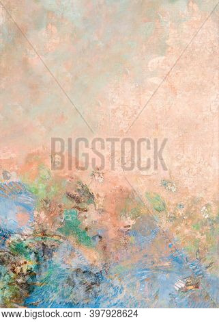 Peach floral wall textured background