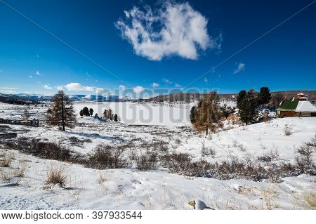 View Of Ulagan Highlands In Altay Mountains In The Winter, Siberia, Russia