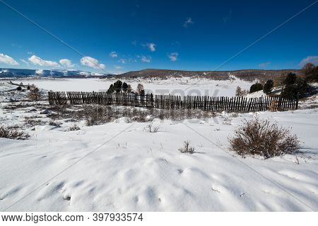 View Of Ulagan Highlands In Altay Mountains In The Winter, Siberia, Russia