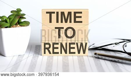 Time To Renew Text On Cubes On The Chart Background
