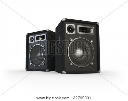 Koncert højttaler på hvid baggrund. Computer-genereret billede.