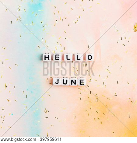 HELLO JUNE beads message typography on pastel