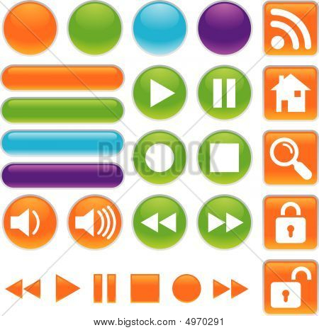 Audio- en videobestanden glanzende knoppen