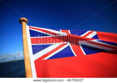 British Maritime Red Ensign Flag Blue Sky