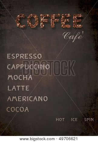 Coffee Menu On Blackboard