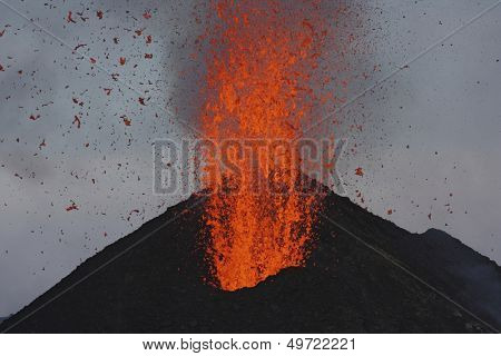 Molten lava erupts from Stromboli Sicily