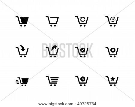 Shopping cart icons on white background.