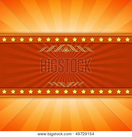Yellow and red entertainment ray burst vector background with copy space.