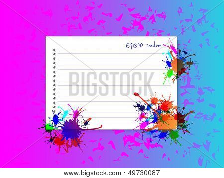 Note paper with color splash