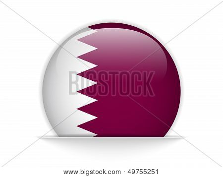 Qatar Flag Glossy Button Vector