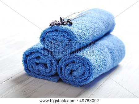 Blue Spa Towels Pile