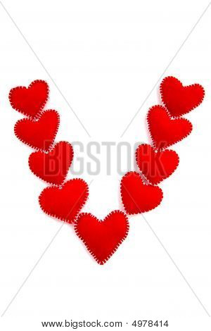 Nove cuori disposti In forma di una V