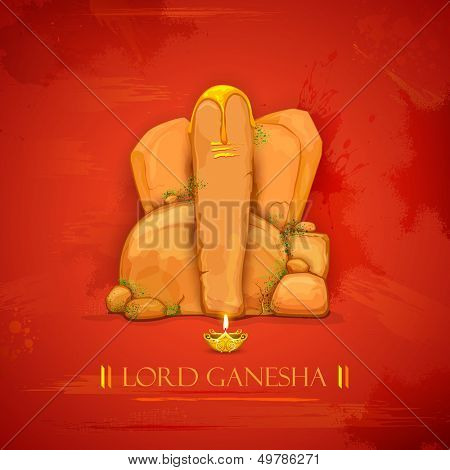 illustration of statue of Lord Ganesha made of rock