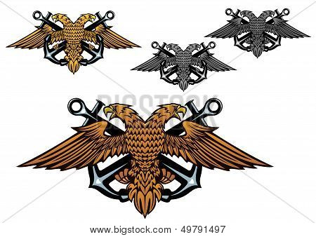 Heraldic eagle with a sea anchor in claws