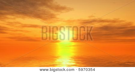 幻想的な夕日が海の上