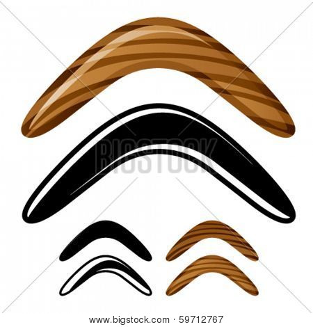 vector wooden australian boomerang icons