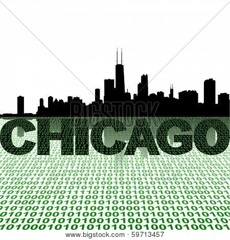 Chicago skyline with binary foreground vector illustration
